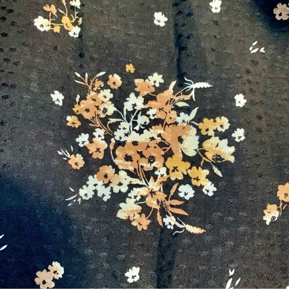 Jade by Jane Boho Dress XL Black Pretty Floral White Gold Tan Flowy - Picture 12 of 14